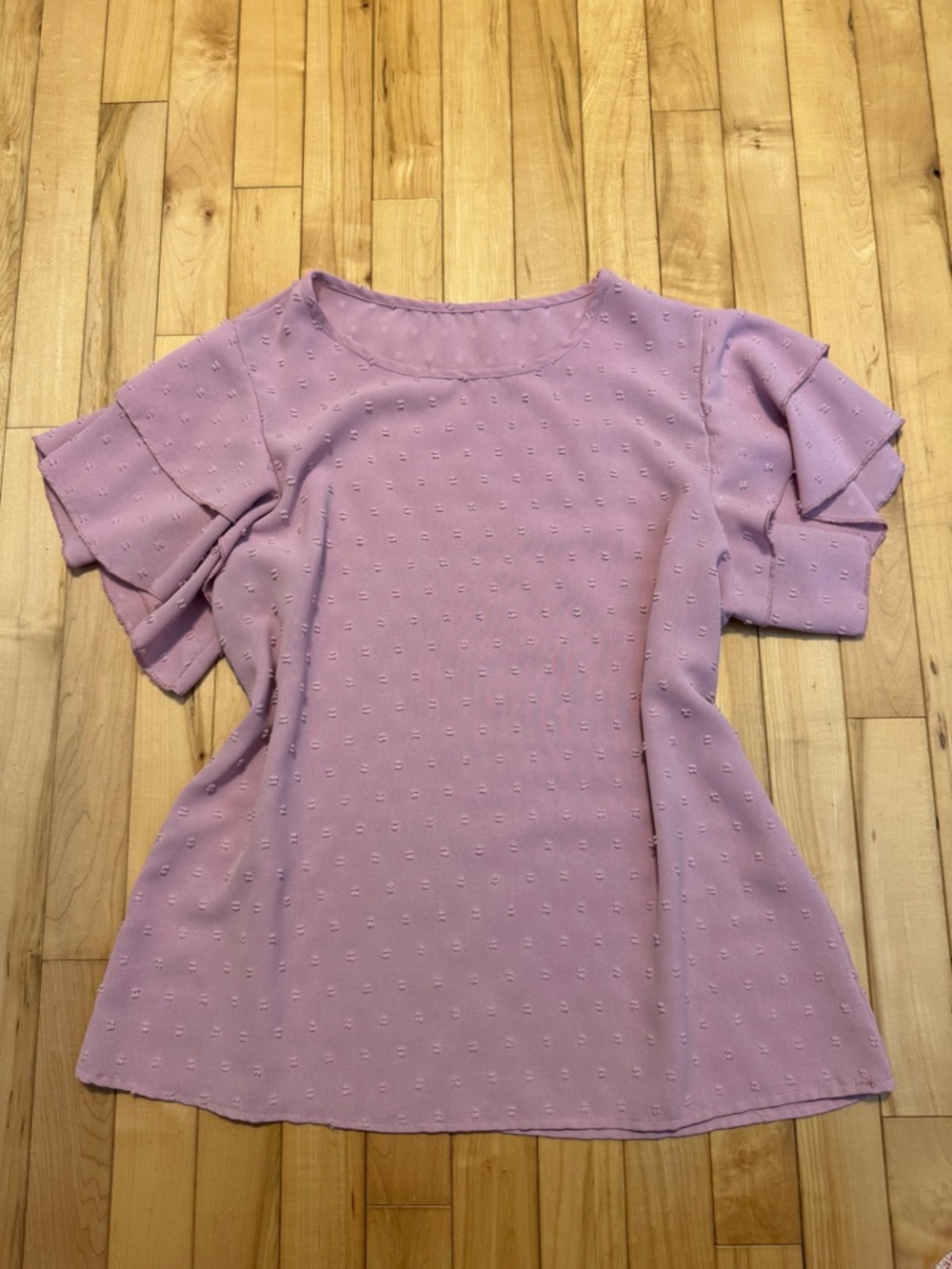 Women’s Textured Pink Short-Sleeve Blouse Large